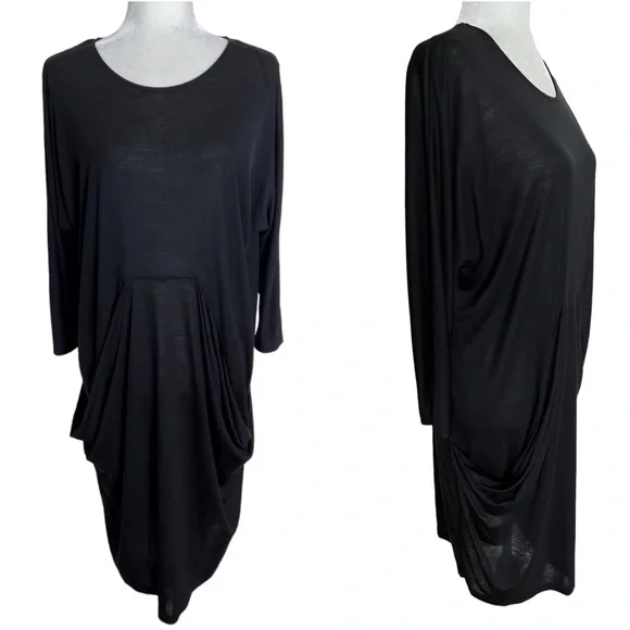 cos draped jersey dress COS Women's Twist-Back Jersey Midi Dress in Black | Cotton